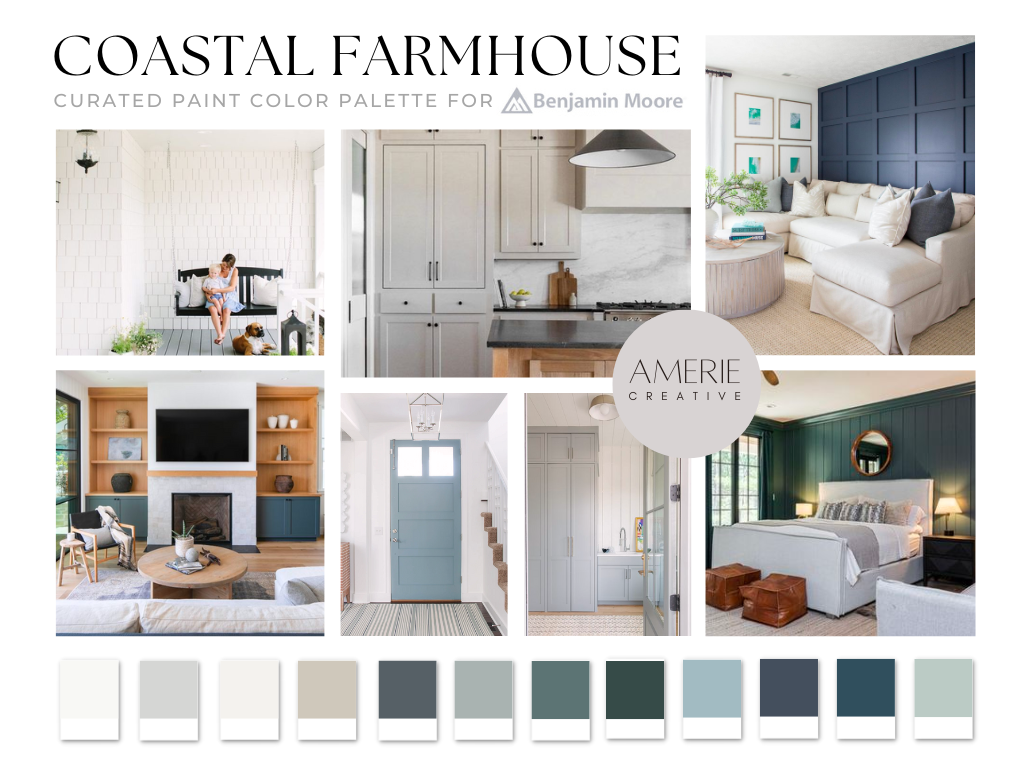 Coastal Farmhouse Paint Color Palette | Coastal Home paint color ...