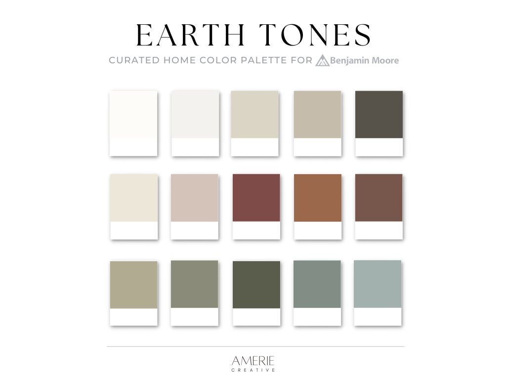Earth Tones Paint Color Palette Benjamin Moore whole home color scheme  organic earthy neutral house paint colors, image size:1024x768